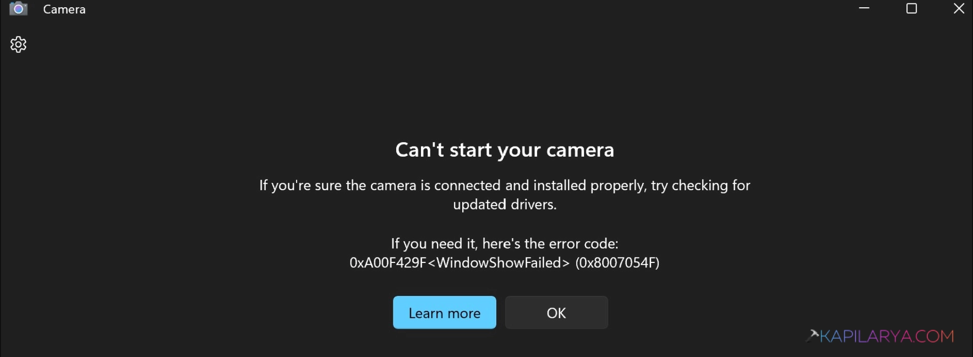 Can't start your camera error 0xa00f429f on Windows 11