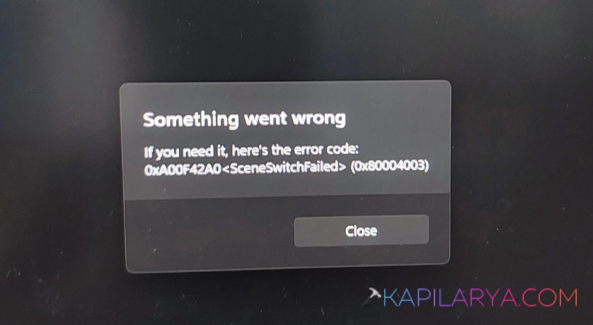 Windows 11 Camera Error 0xA00F42A0