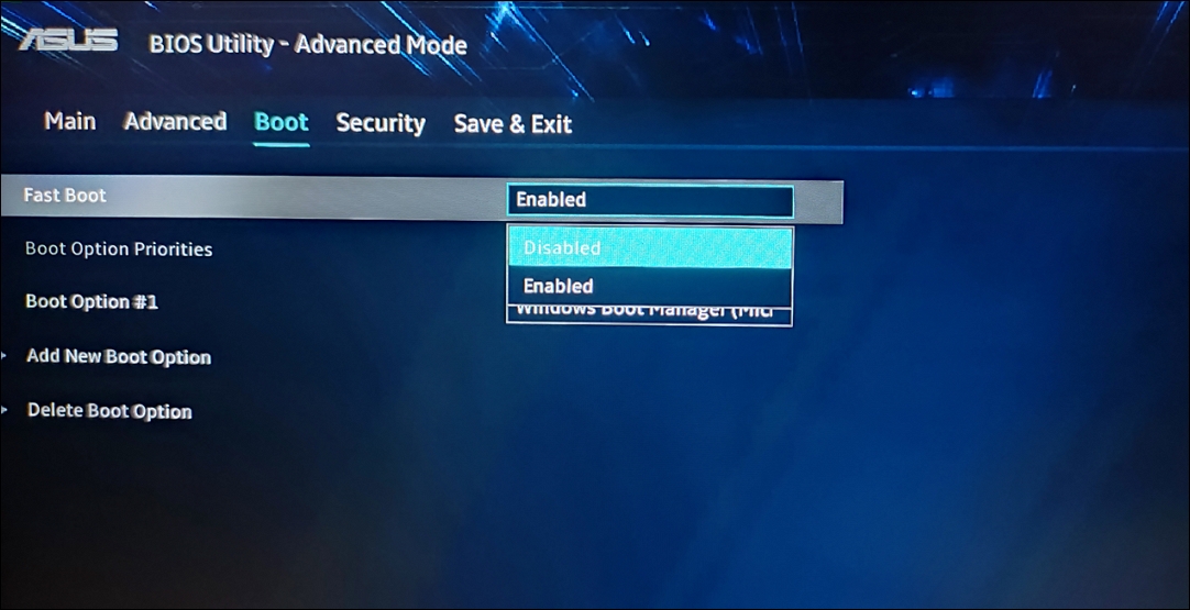 Disable Fast Boot