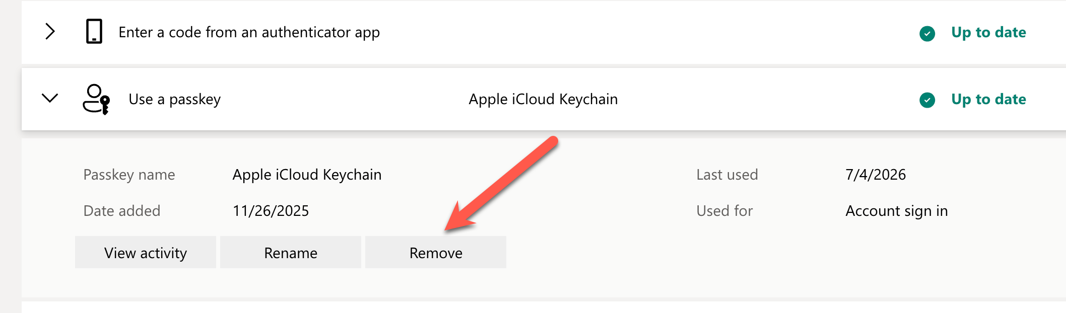 Remove passkey