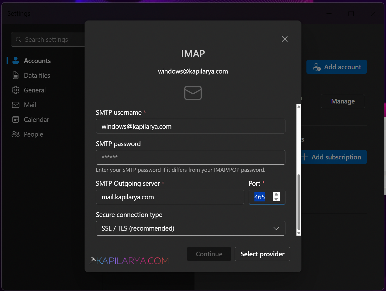 Change Email Ports