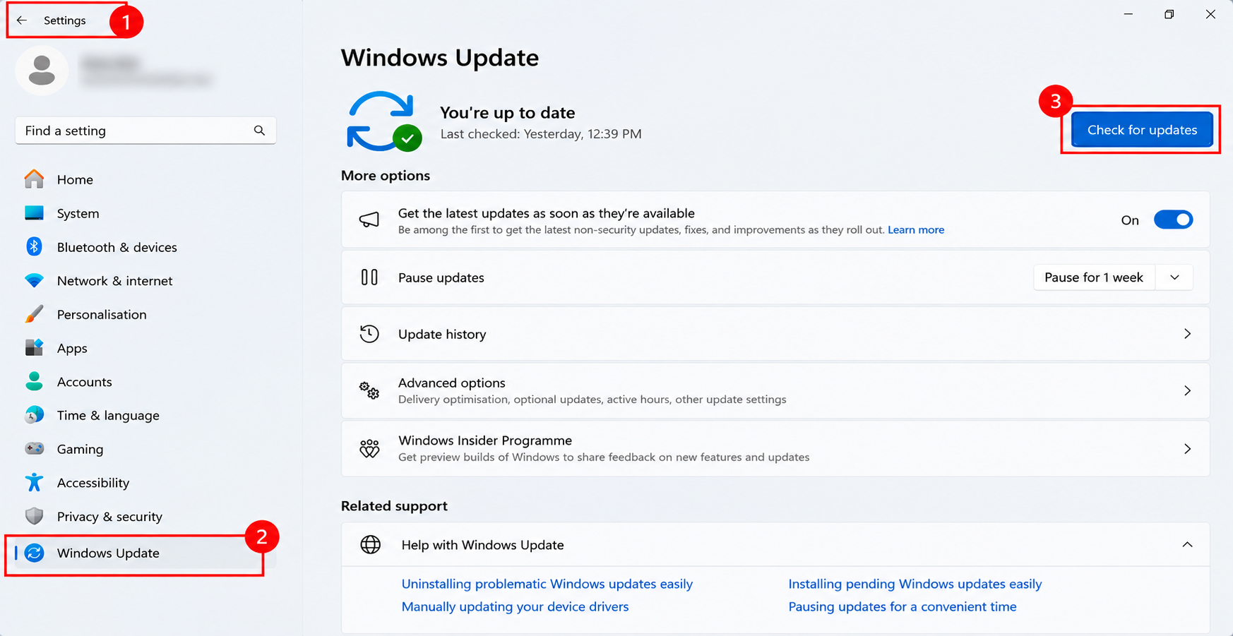 Windows Update settings