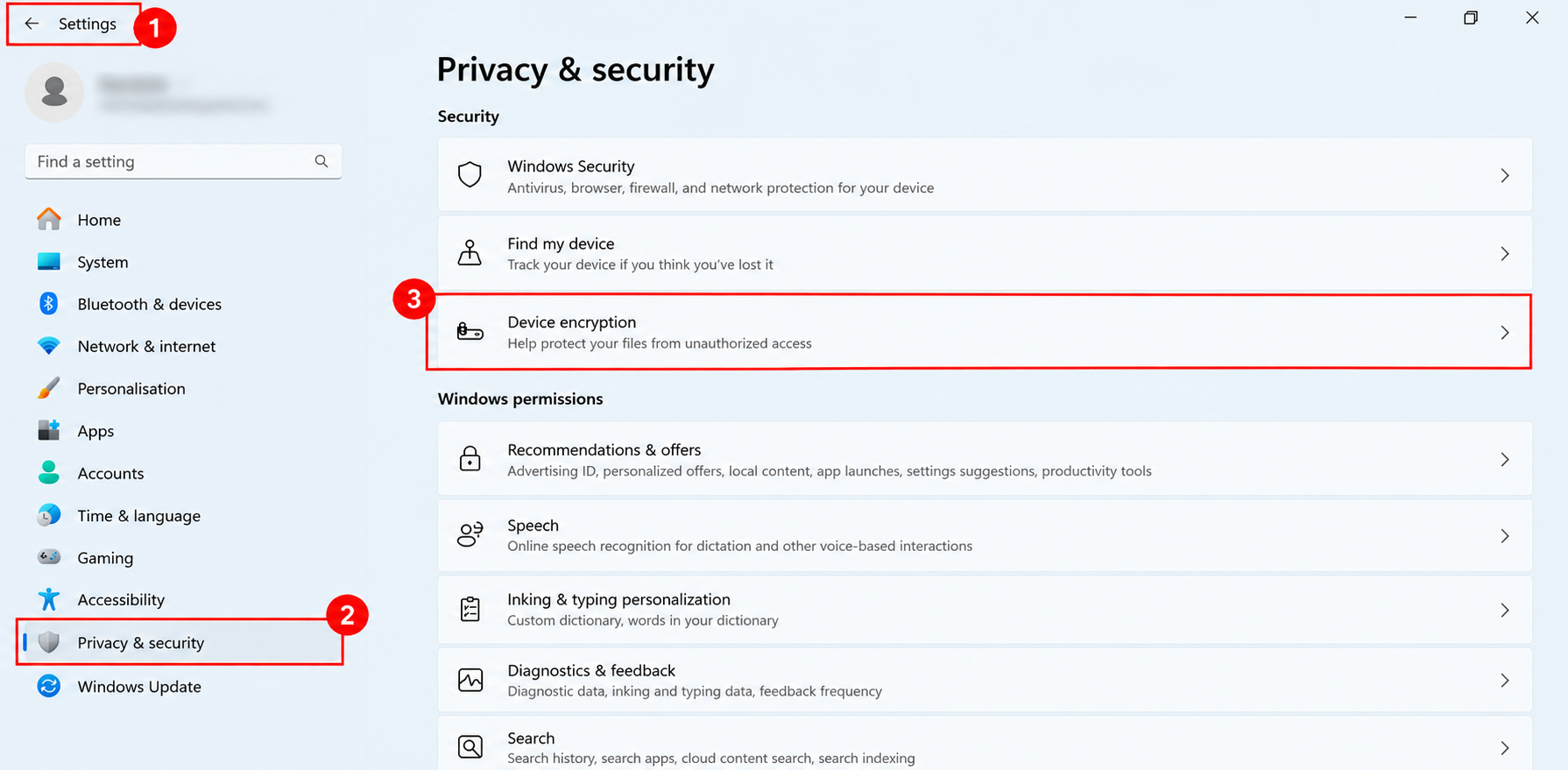 Device encryption enabled from settings