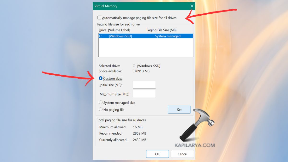 Adjust Virtual Memory on Windows 11