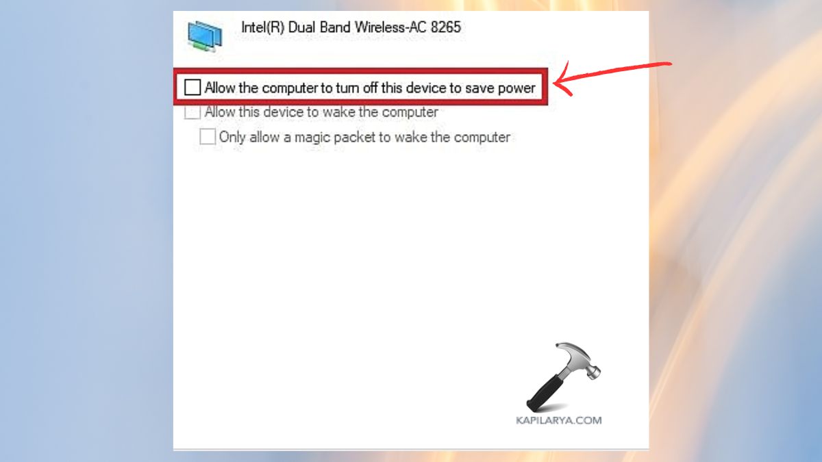 Allow the computer to switch this device off to save power