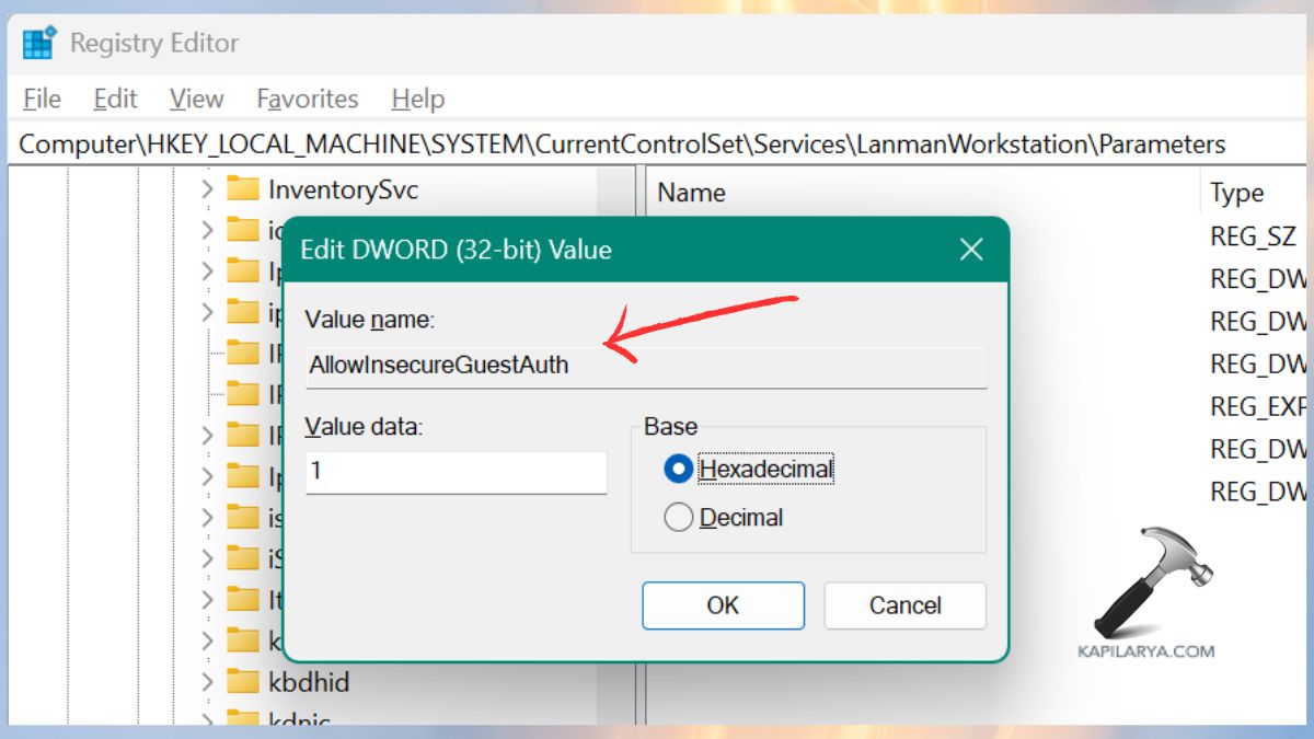 AllowInsecureGuestAuth value to Modify Registry Settings to Fix Authentication Errors