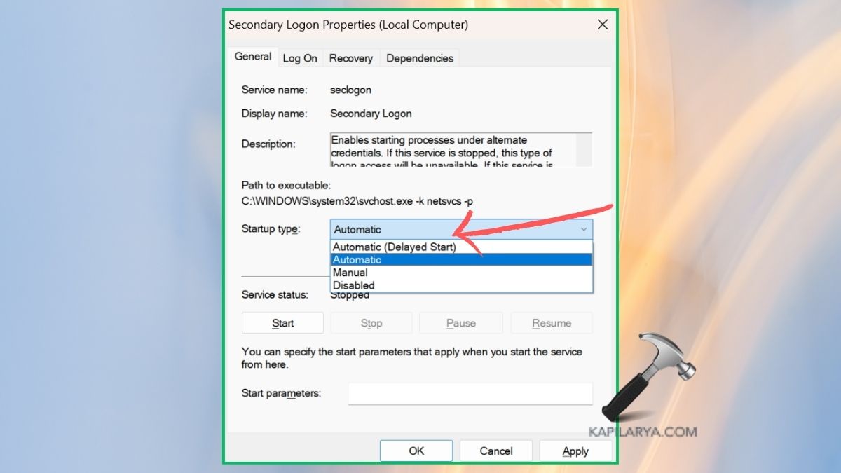 Secondary logon windows 10 tweaks logon changer