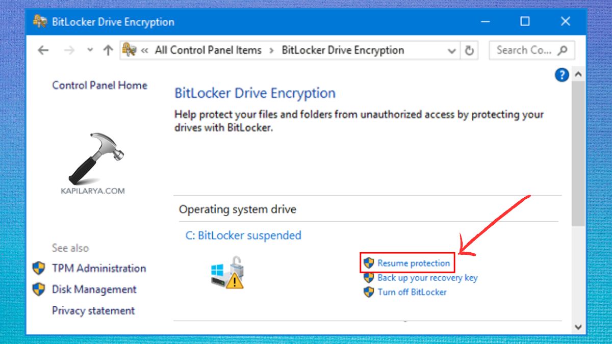 BitLocker Drive Encryption Resume Protection