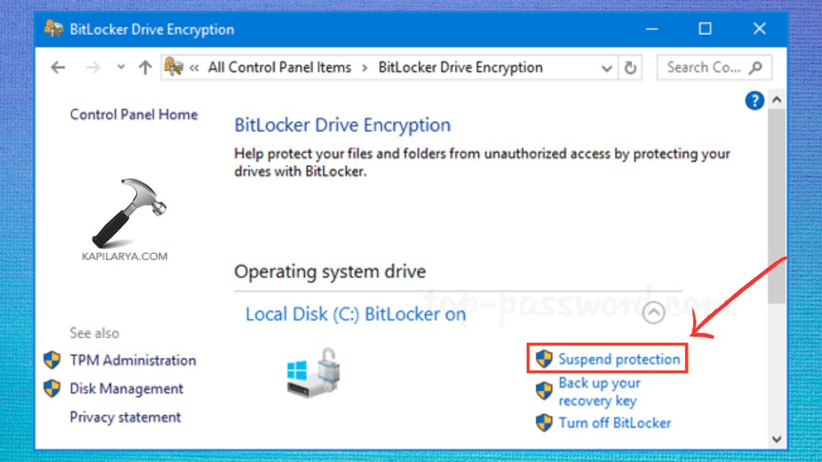 BitLocker Drive Encryption Suspend Protection BitLocker Encryption Stuck windows 11