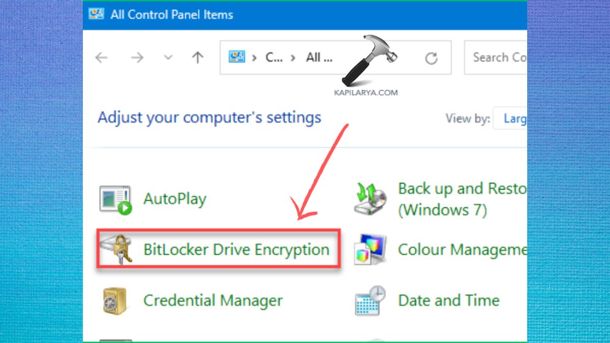 BitLocker Drive Encryption in Control Panel