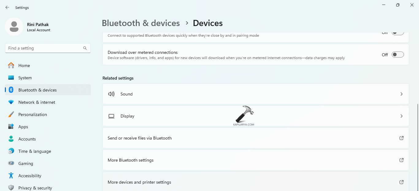 Opening more devices and printer settings