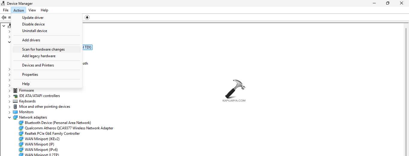 Scanning for hardware changes