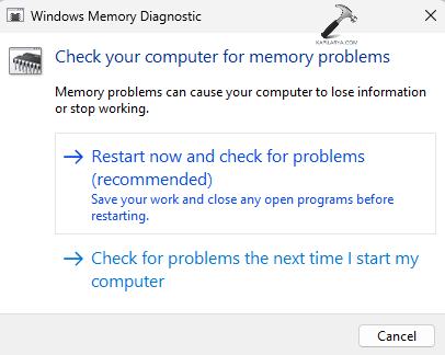 Selecting memory diagnostic