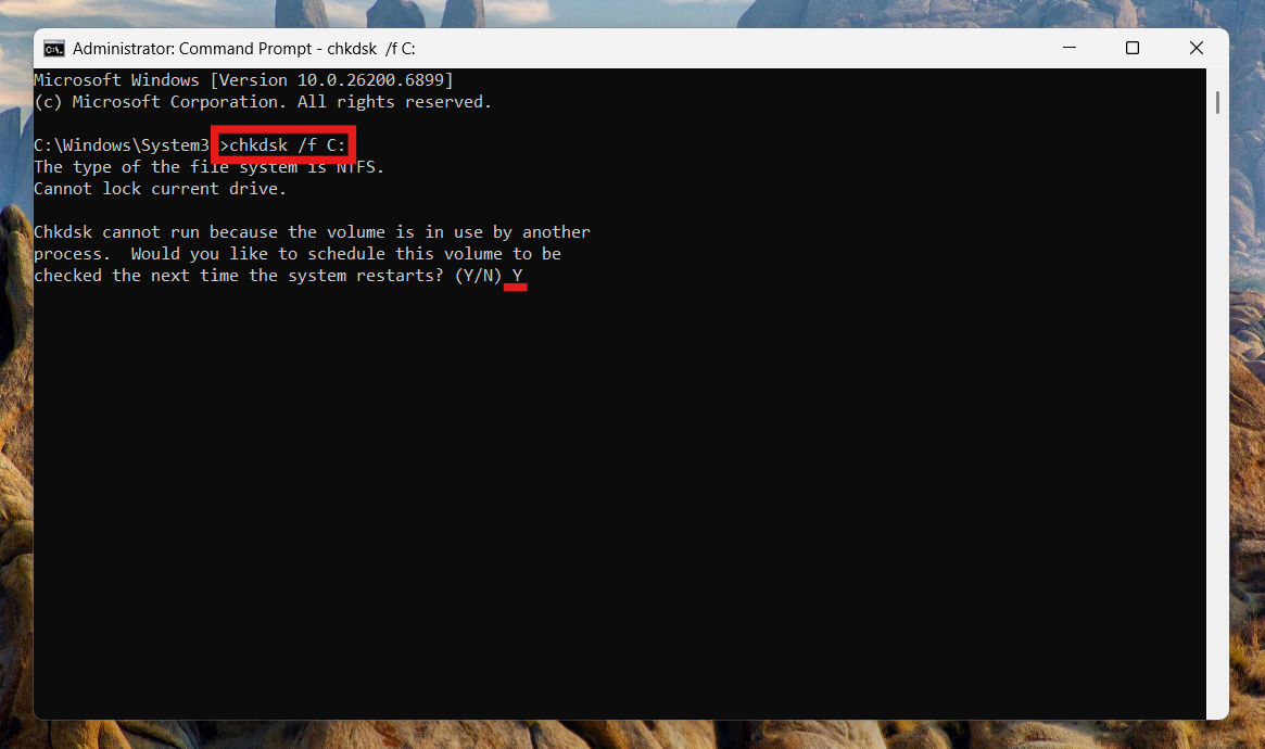 Run CHKDSK: the deployment operation failed because the volume is offline