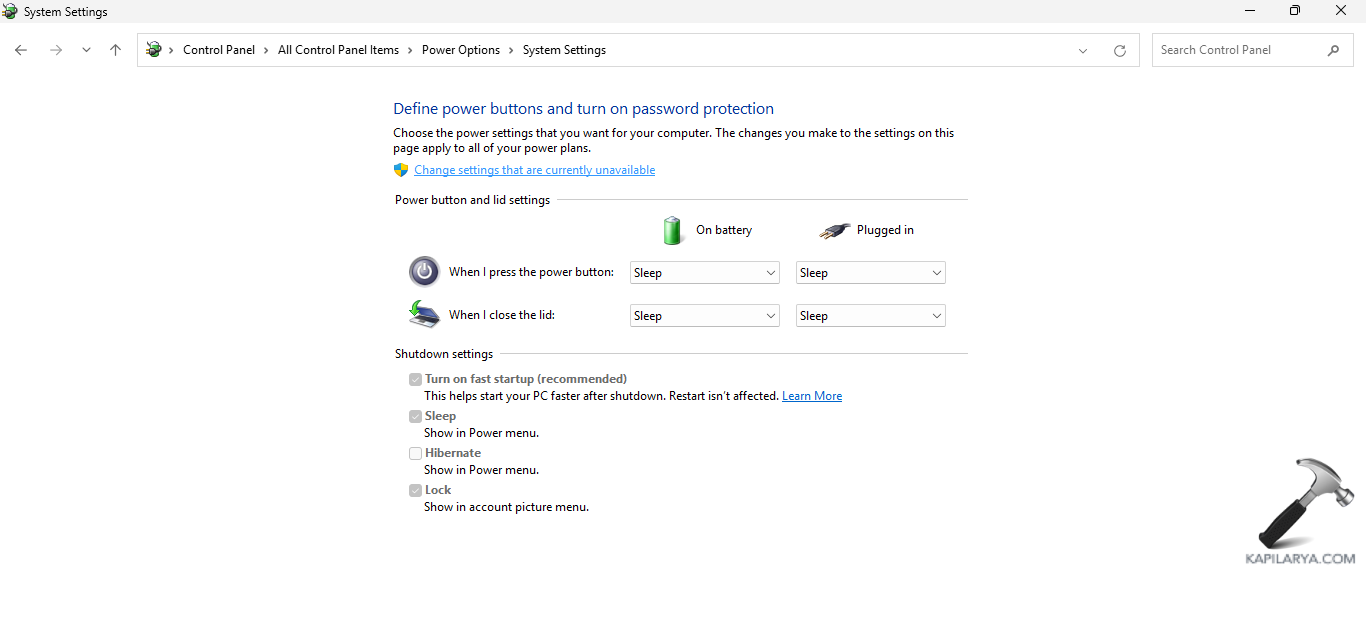Changing settings that are currently unavailable for fixing Windows 11 keeps shutting down