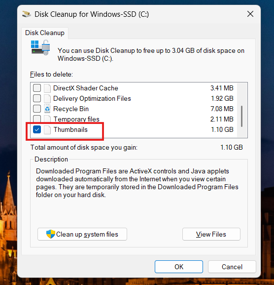 Clear the Thumbnail Cache: Thumbnails not showing in Windows 11