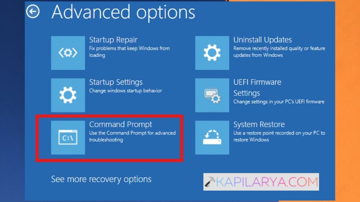 Command Prompt CMD in WinRE