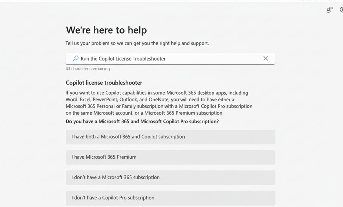 Copilot License Troubleshooter: Copilot shows blank screen in Windows 11