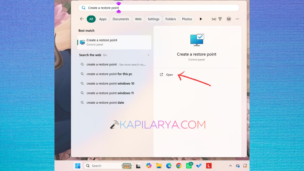 Create a restore point