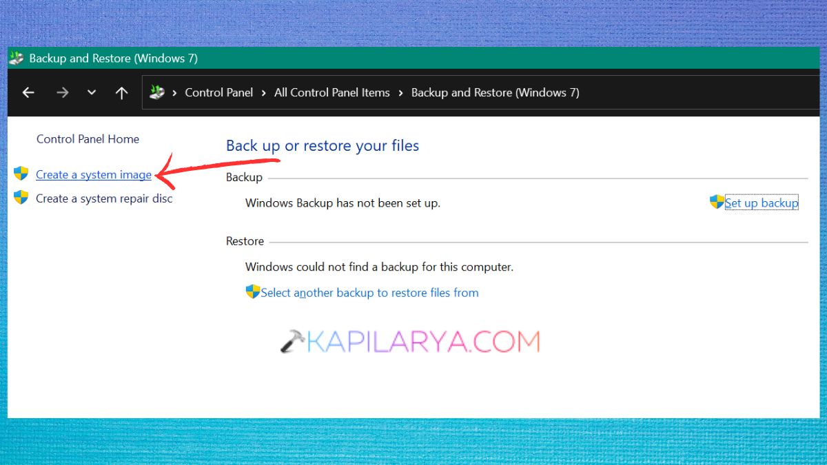 Create a system image backup in Windows 11