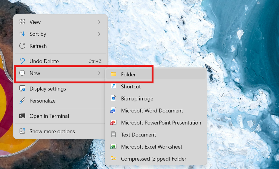 Create new folder: Fix Recycle Bin Missing in Windows 11