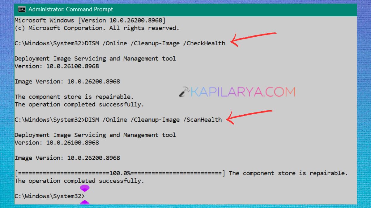DISM Commands Fix Windows Resource Protection could not start the repair service