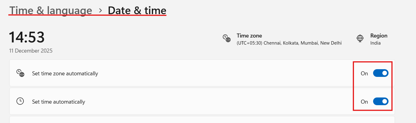 Date and time: error code 0x000001F7