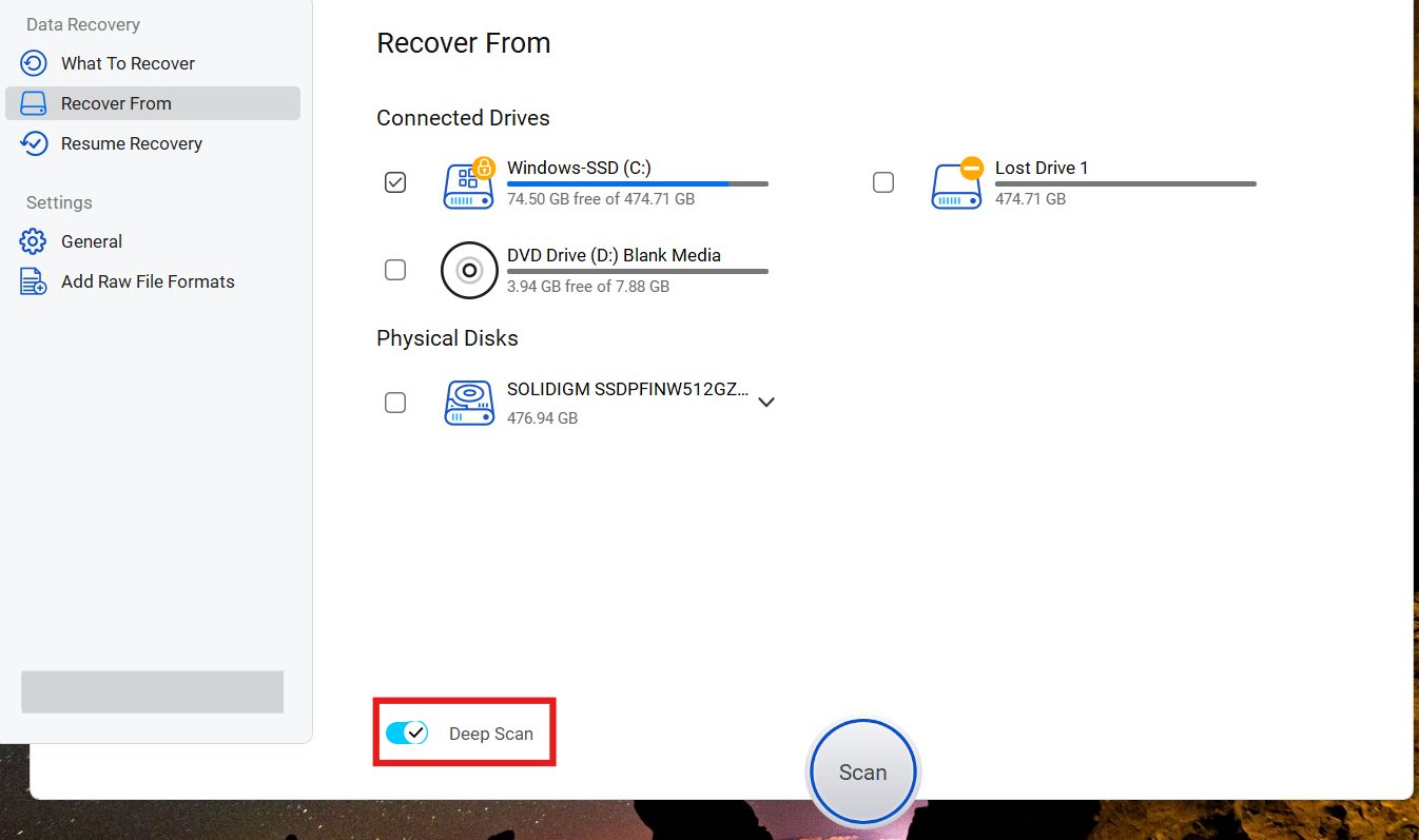 Deep Scan Option