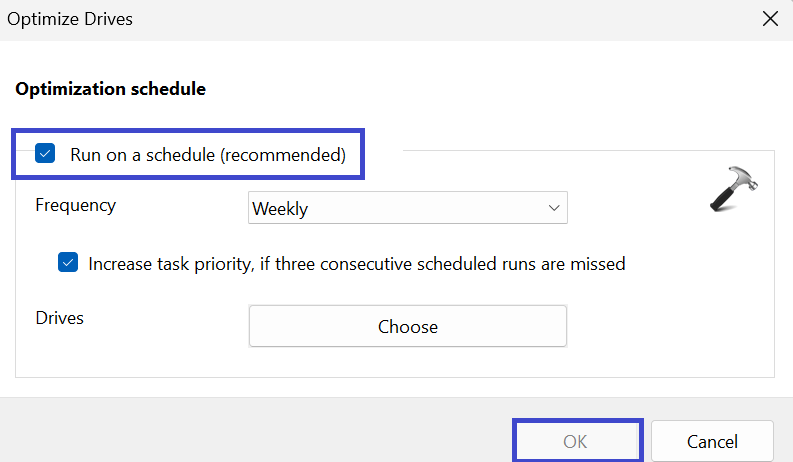 Fix: 100% Disk Usage in Windows 11 - Schedule Defragmentation 3