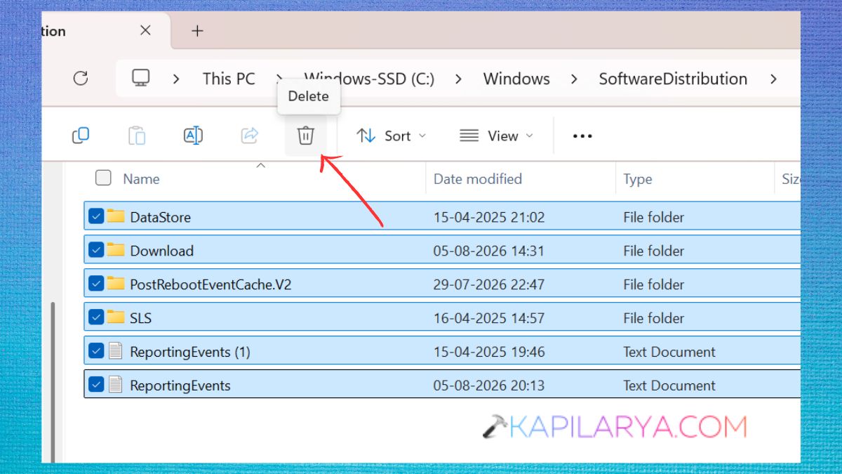 Delete SoftwareDistribution