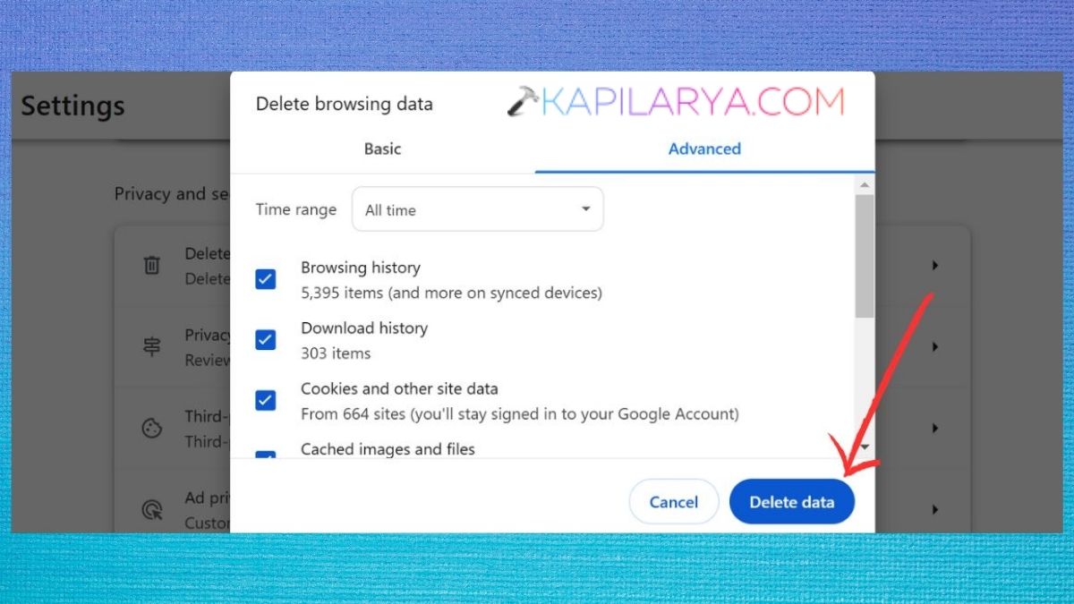 Delete browsing data
