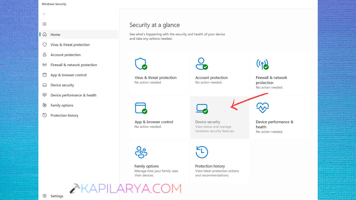 Device Security in Windows security