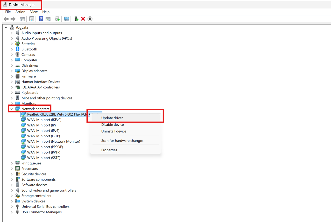 Device manager: conflict for IP address