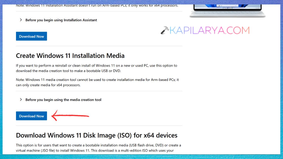 Download the Windows 11 Installation Tool files