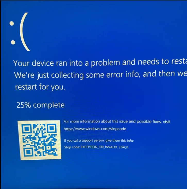 Fix: EXCEPTION_ON_INVALID_STACK BSOD on Windows 11