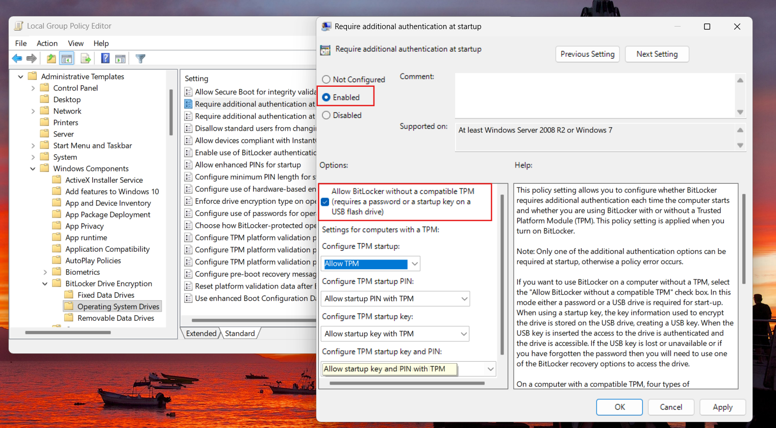 Enable PIN Option via Group Policy: Can’t Set BitLocker Password in Windows 11