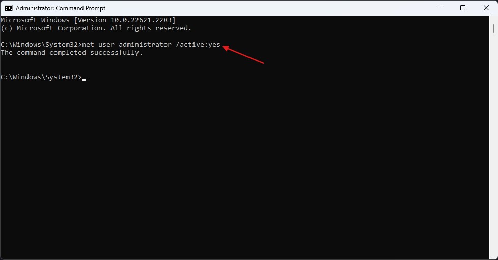 Enable the Hidden Administrator Account: deleted admin account in Windows 11