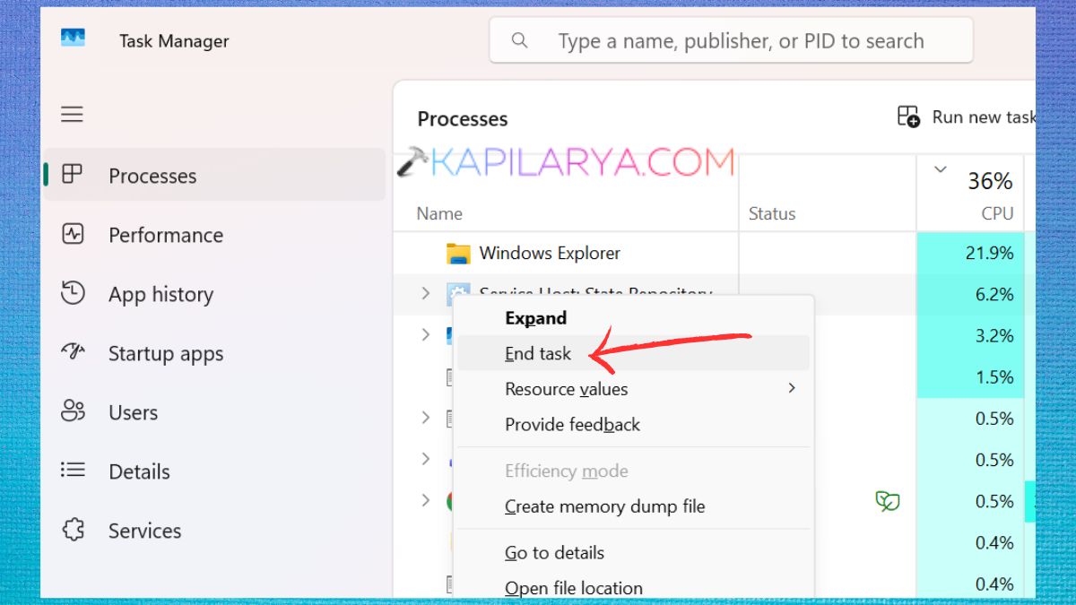 End task in Task Manager FIX Windows 11 Sandbox Not Working