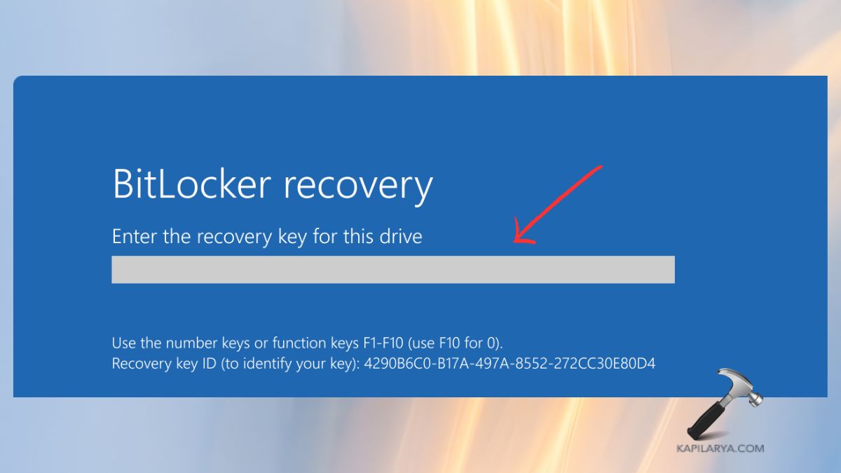 Enter Recovery key in Bitlocker recovery screen Windows 11