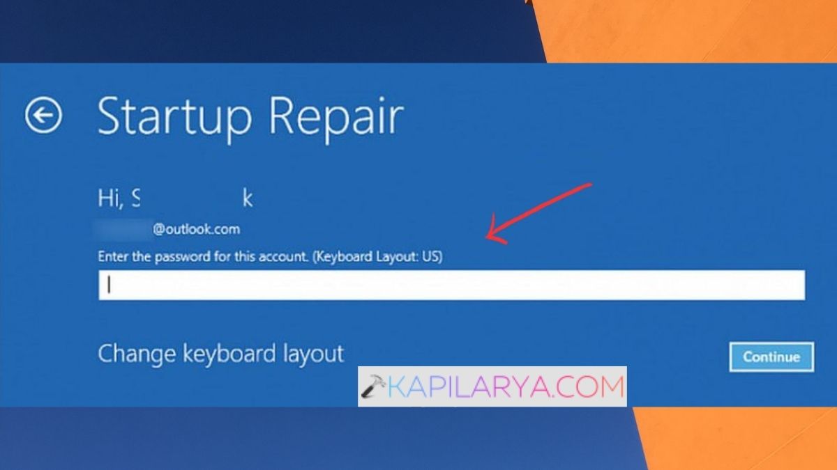 Enter password in Startup Repair