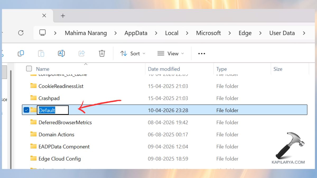 Erase the folder Default