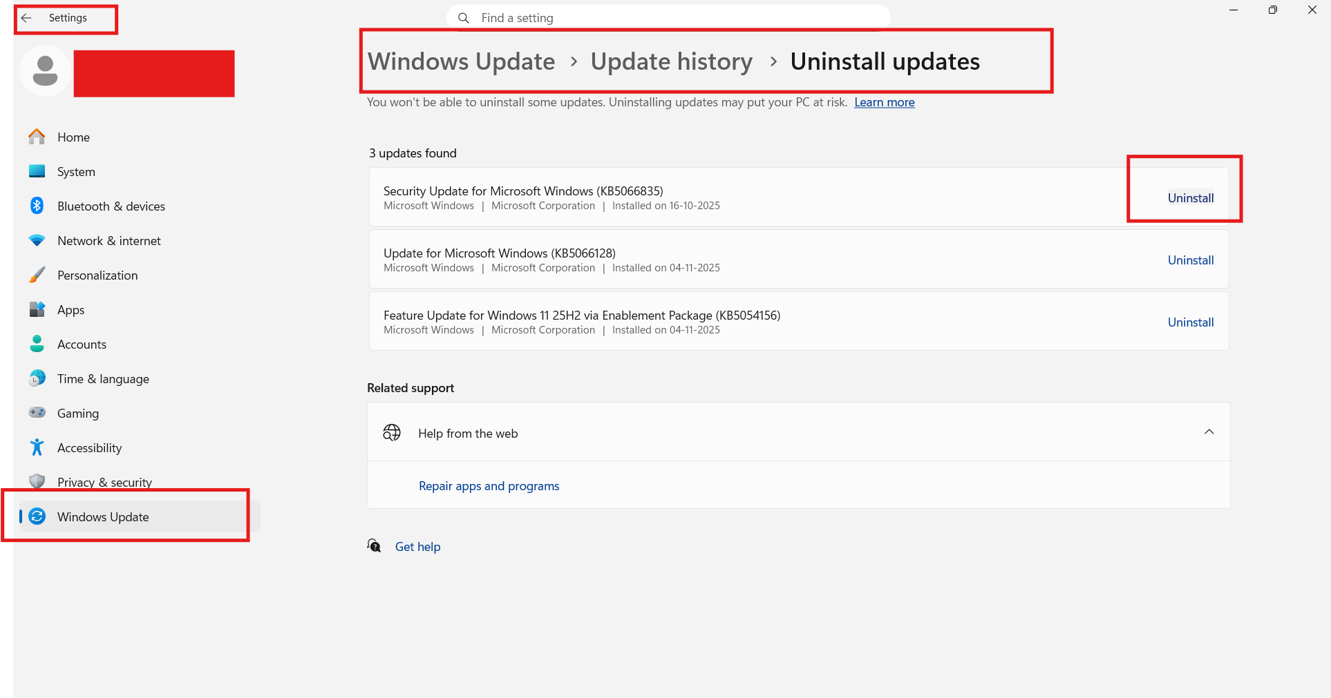 Fix Sdbus.sys Blue Screen error: Uninstall update