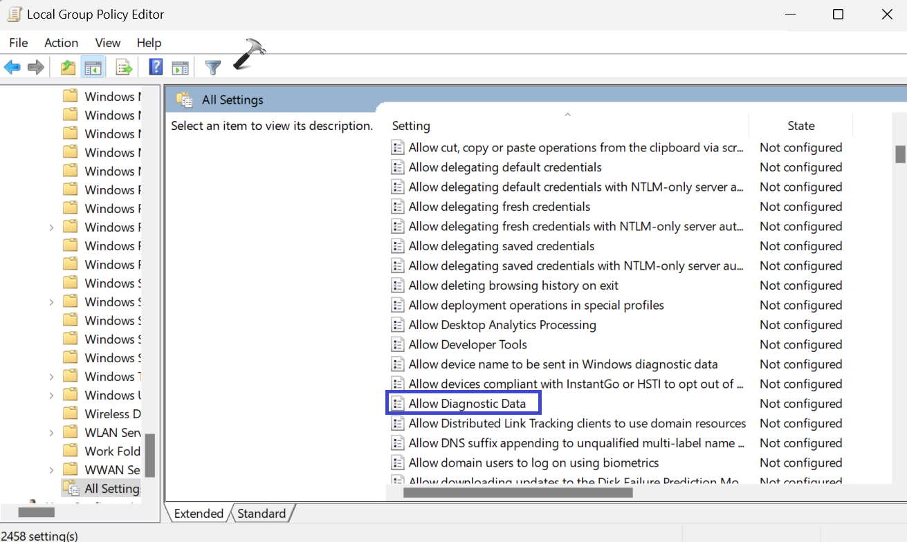 send optional diagnostic data gpo