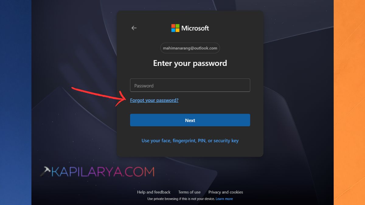 Forgot Password microsoft account