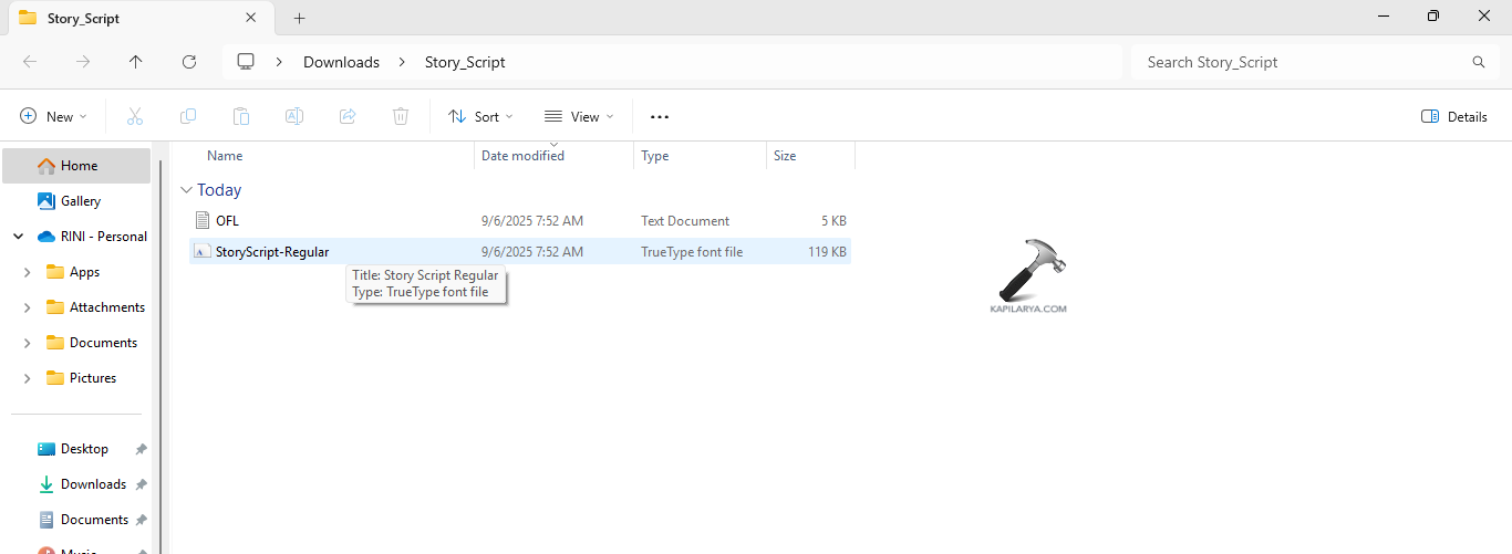 Choosing the installed font