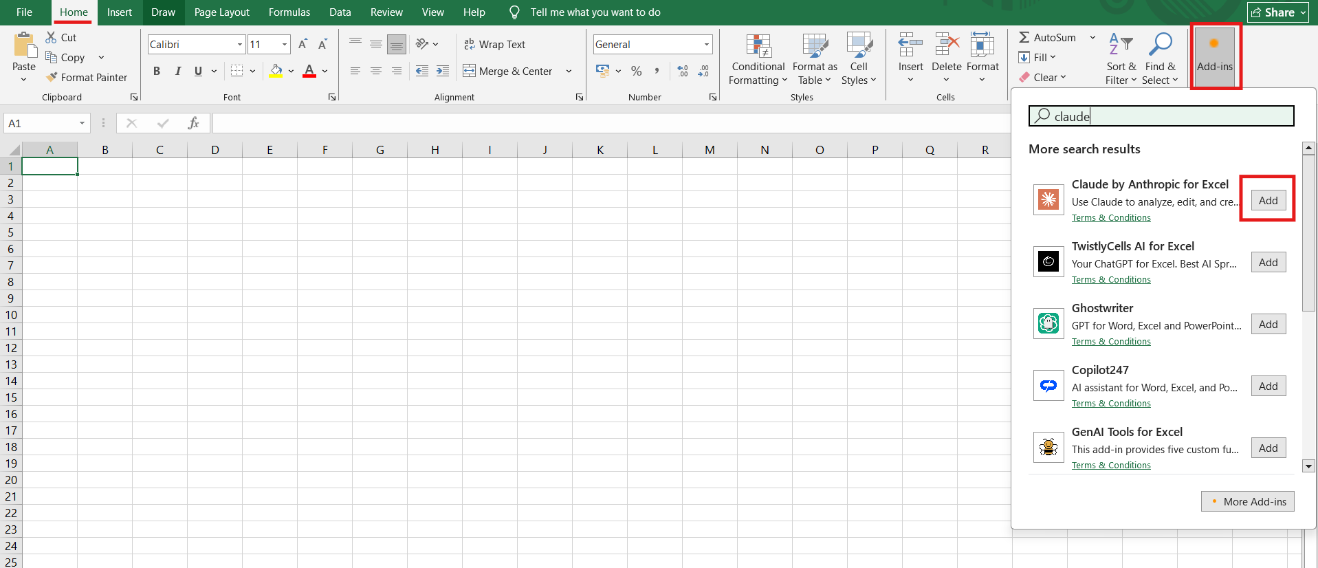 Install Claude: Claude AI for Microsoft Excel
