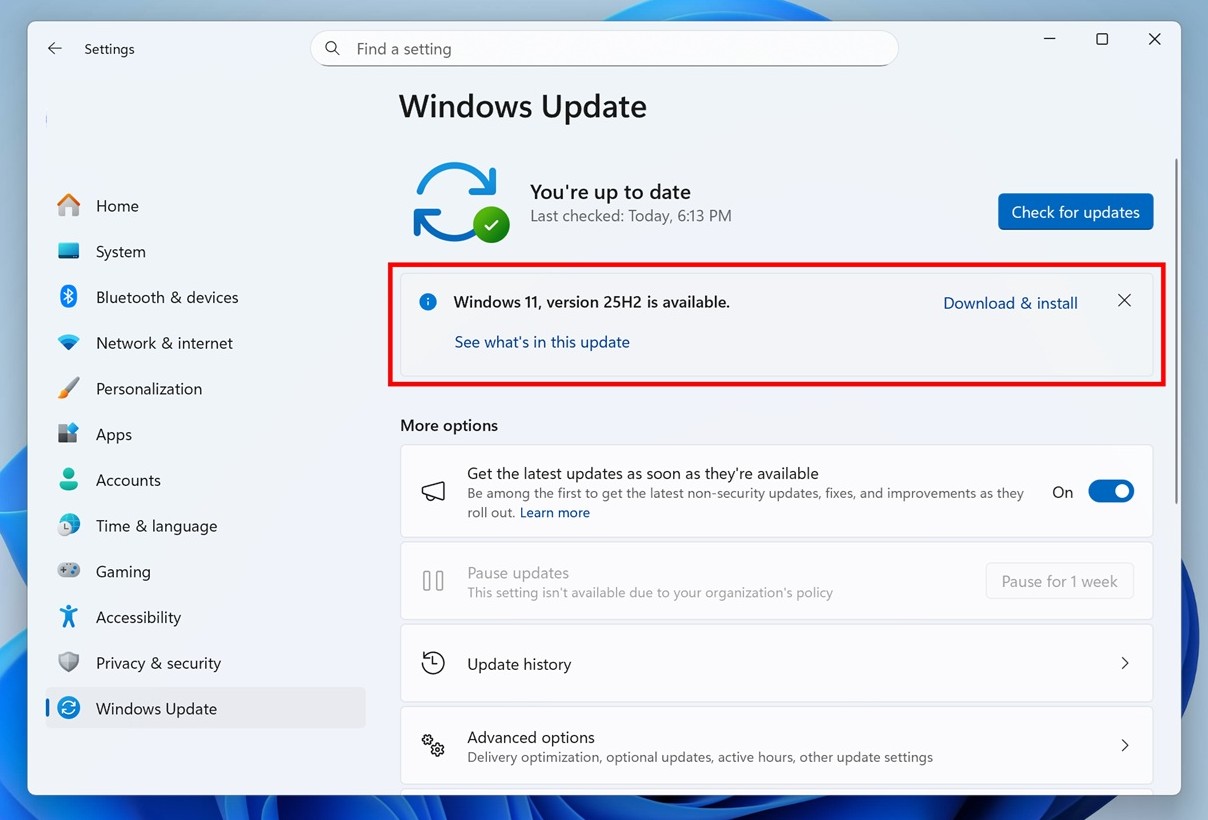 Install Windows Update: Windows 11 End of Service