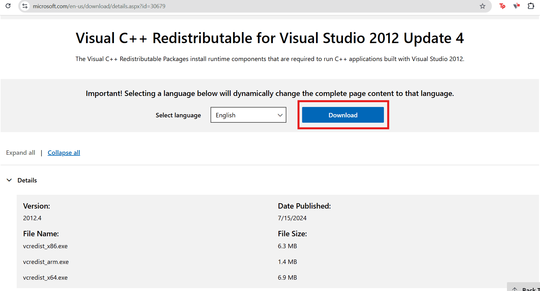 Install the Visual C++ Redistributable: fix the Msvcr110.dll missing error