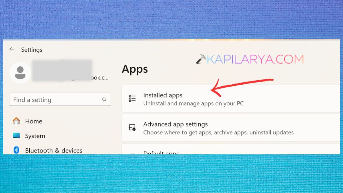 Installed Apps in settings