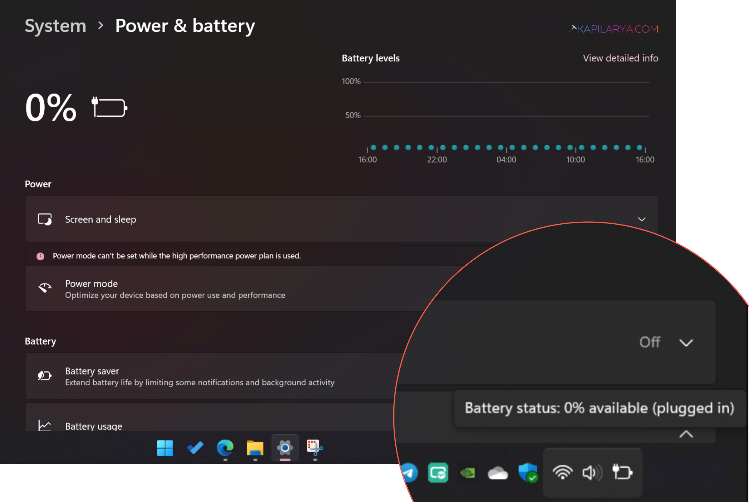 Windows 11 laptop Plugged In, Not Charging